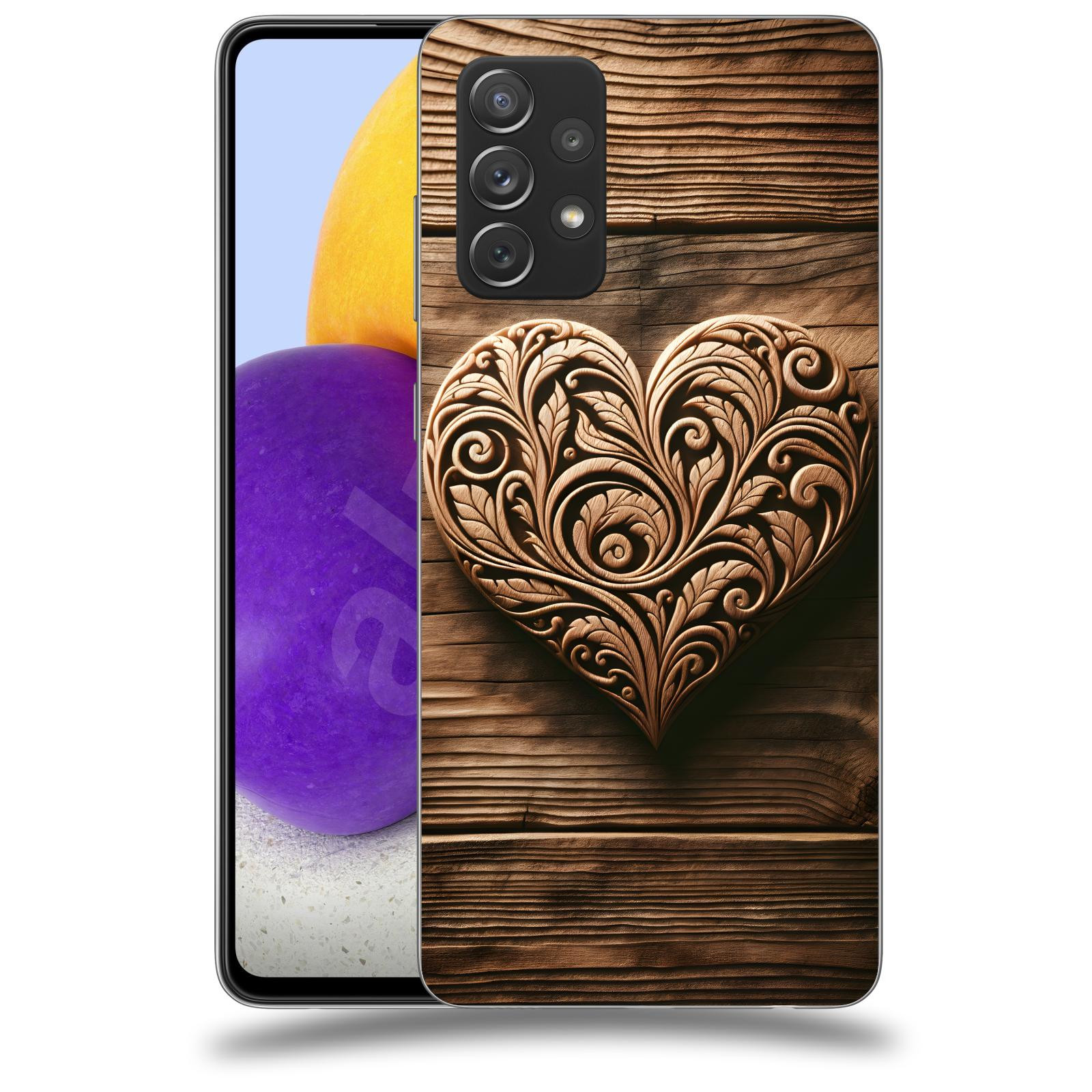 ACOVER Kryt na mobil Samsung Galaxy A73 5G - Dřevěné srdce