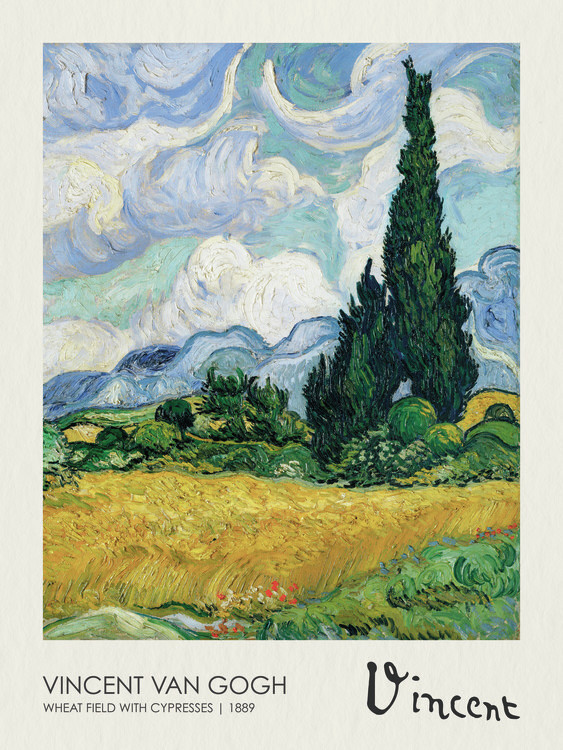 Vincent van Gogh Obrazová reprodukce Wheatfield with Cypresses (1889), Vincent van Gogh, 30 × 40 cm