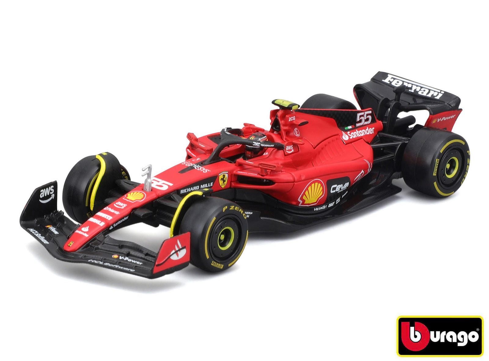 Bburago 1:43 Formule F1 Ferrari Scuderia SF-23 (2023) nr.55 Carlos Sainz  s řidičem