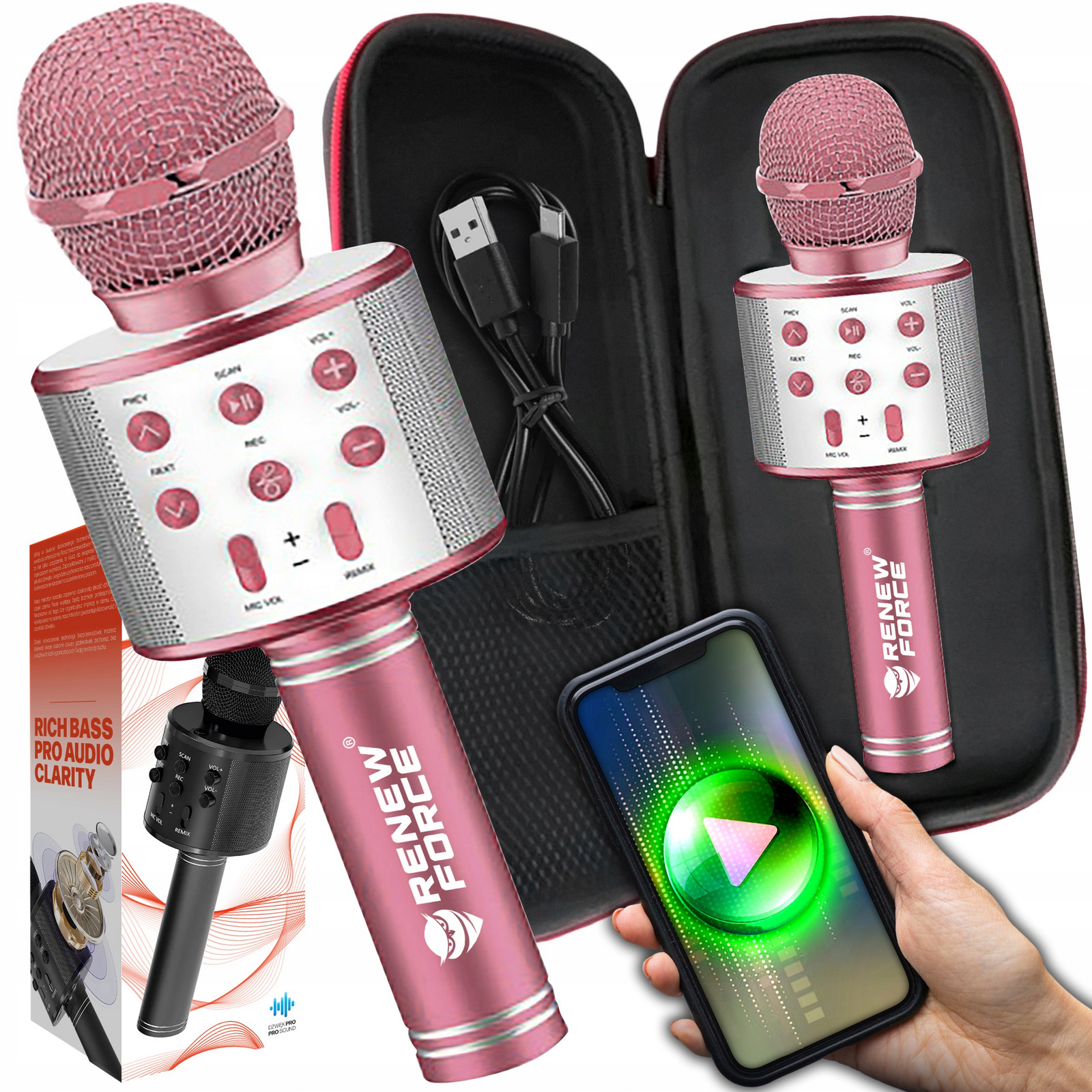 Bluetooth bezdrátový Karaoke mikrofon s dětským reproduktorem Pouzdro