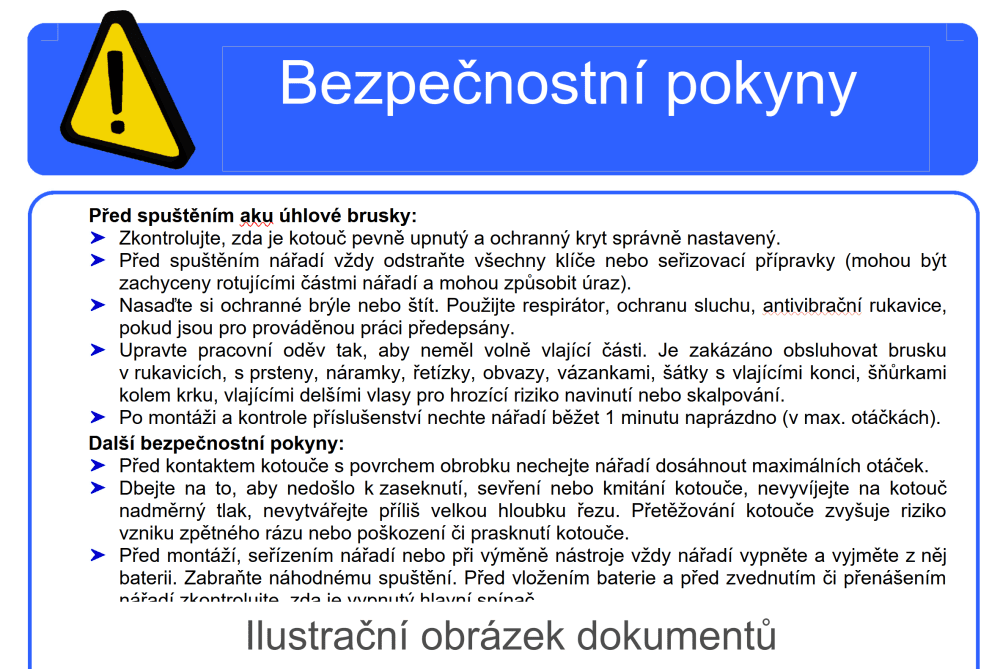 Bezpečnostní pokyny pro frézka vodorovná - srovnávačka - hoblovka