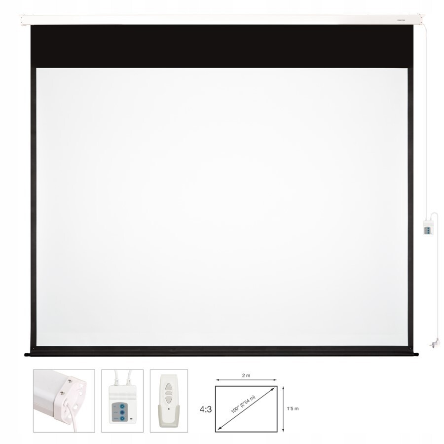 Fonestar PPEL-43100-BA Elektrické projekční plátno 4:3, dálkové ovládání 100 palců