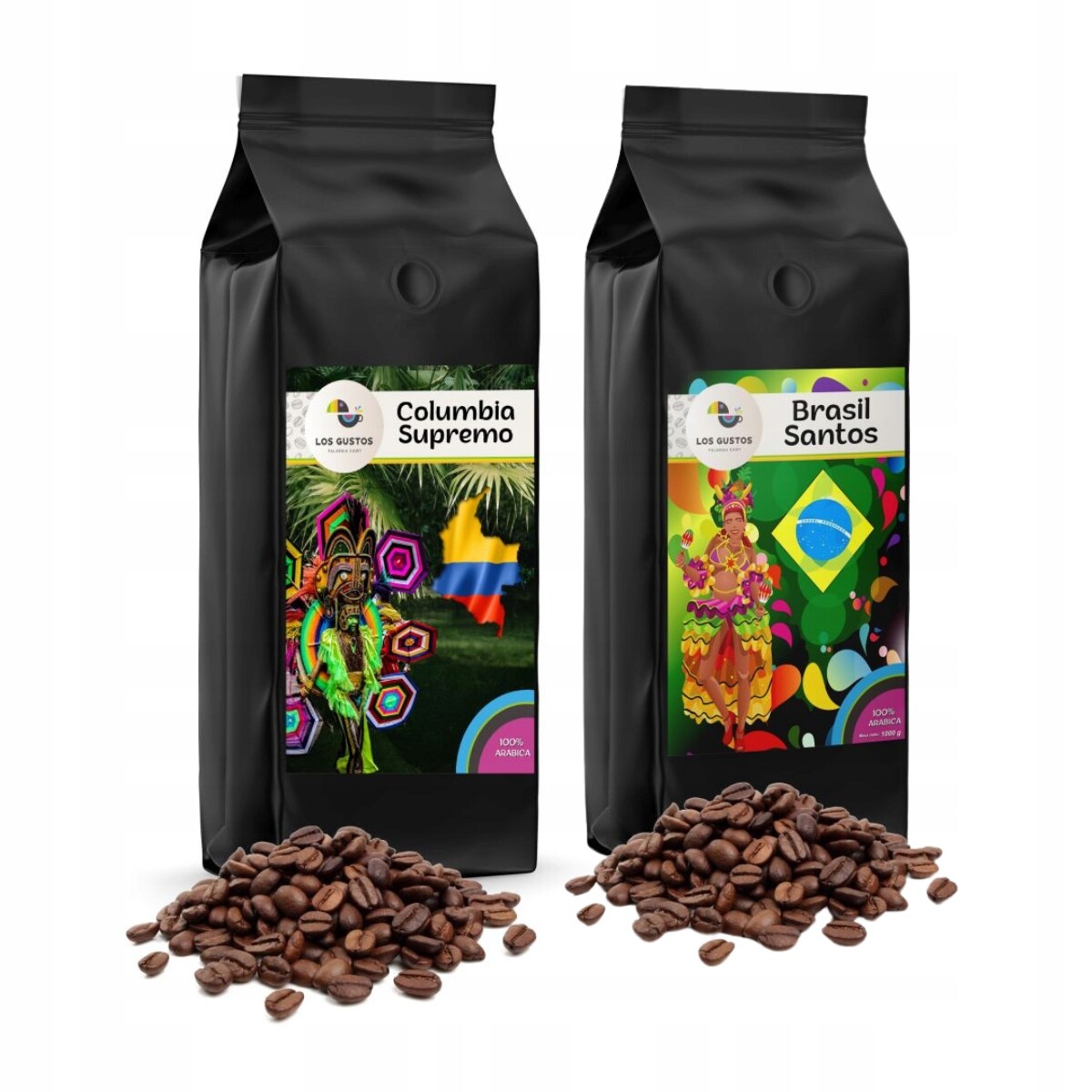 Káva Brasil Santos 1 kg Columbia Supremo 1kg Čerstvě pražená