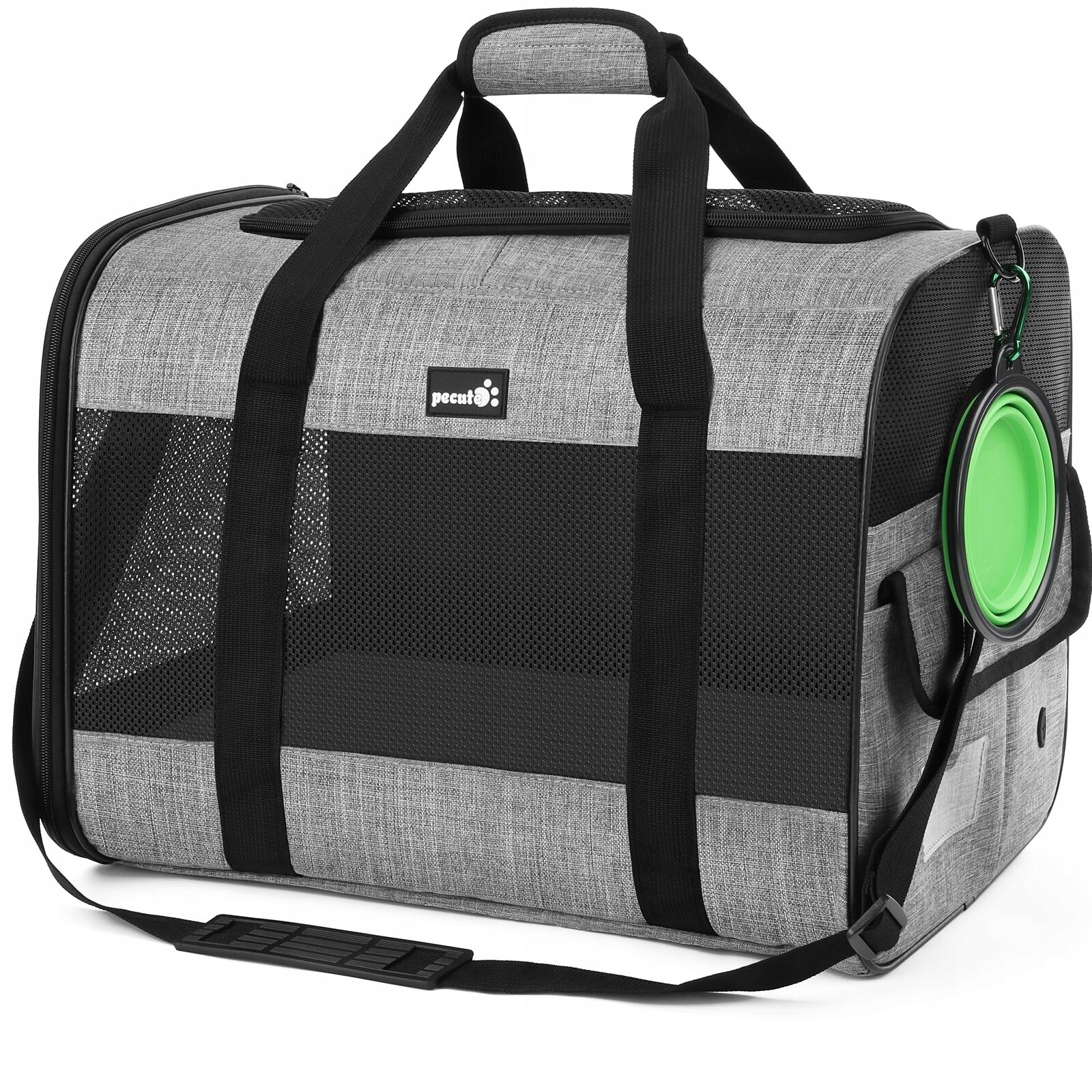 Pecute Skládací přepravní taška pro psy a kočky do 8 kg Šedá