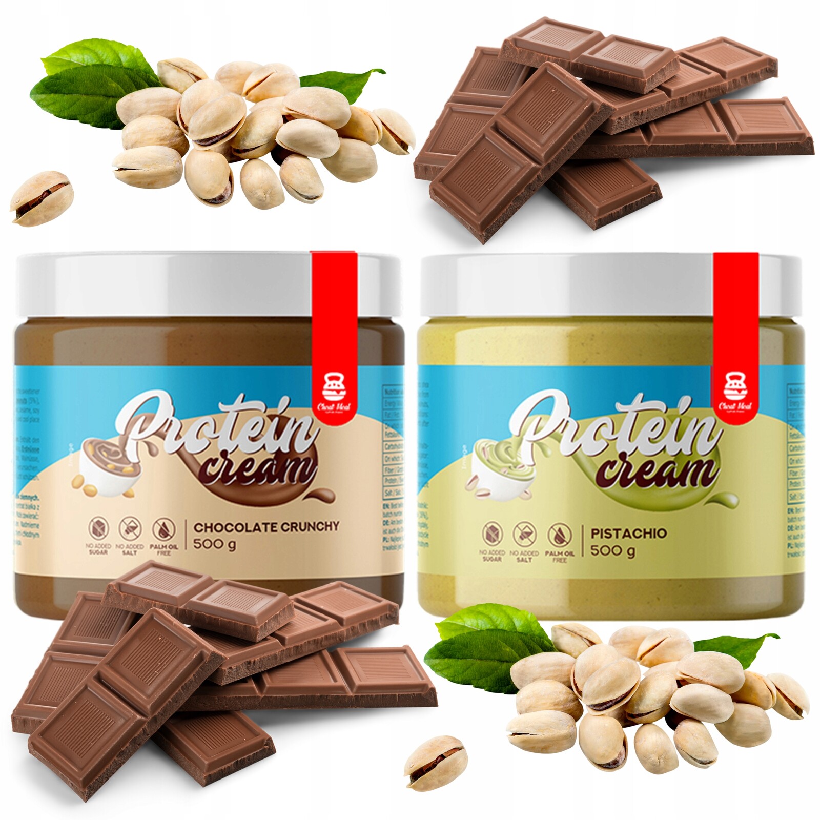 Krém Bez Cukru Cheat Meal 1kg 1000g crunchy Fit Čokoládová Pistácie Set