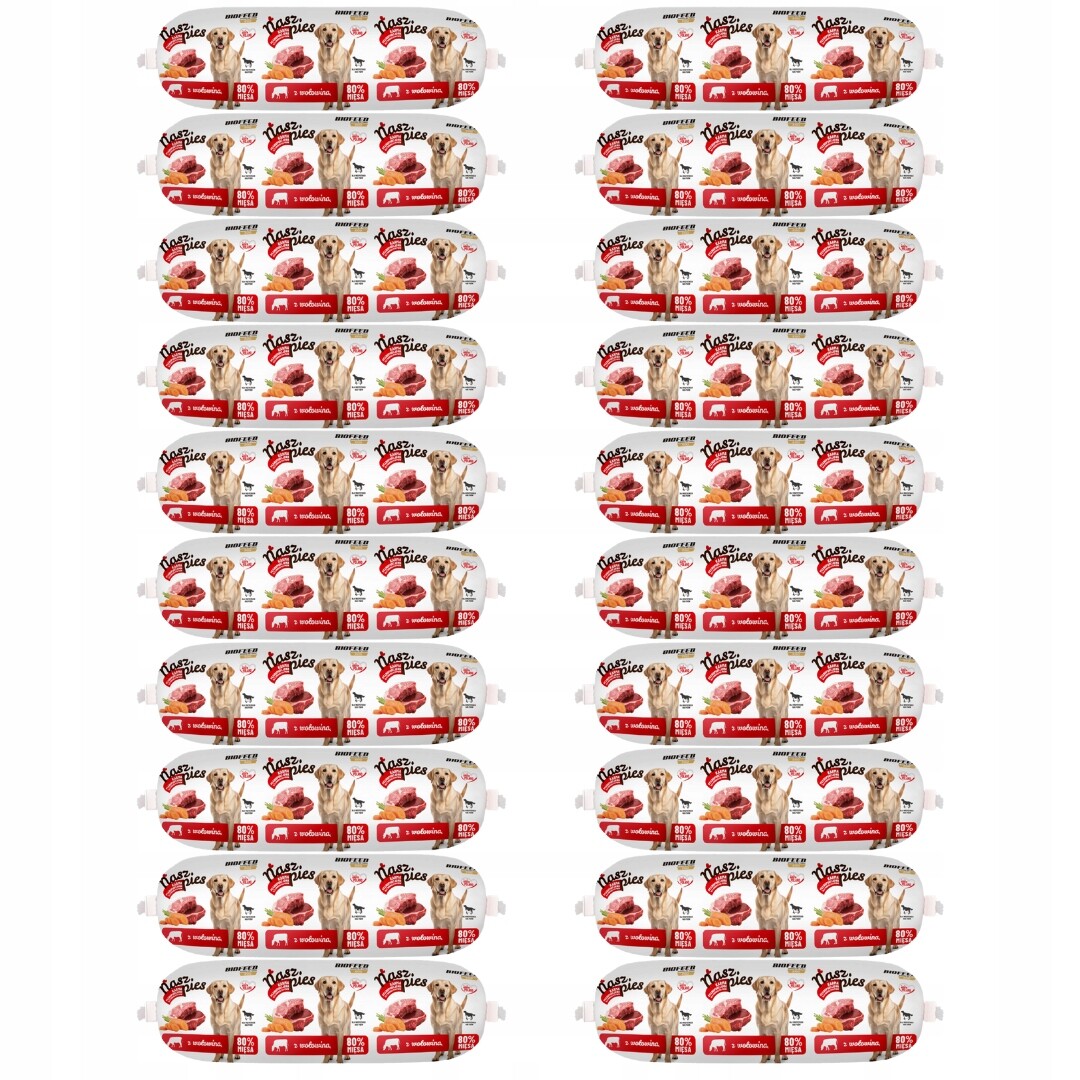 Biofeed Náš Pes Tyčinka pro psy Vlhké krmivo z hovězího masa 80 % masa 1 kg x 20