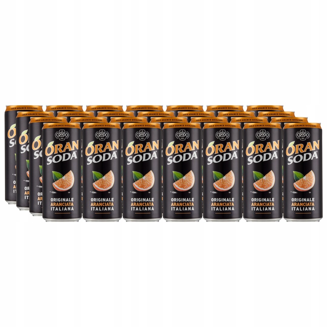 Oransoda 24x 330ml italský perlivý nápoj s příchutí pomeranče v plechovce