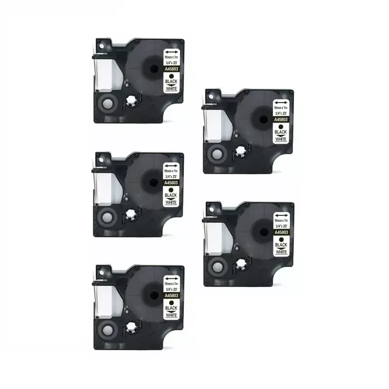 Tonery Náplně Kompatibilní páska s Dymo 45803, S0720830, 19mm x 7m, cerný tisk / bílý podklad 5-PACK