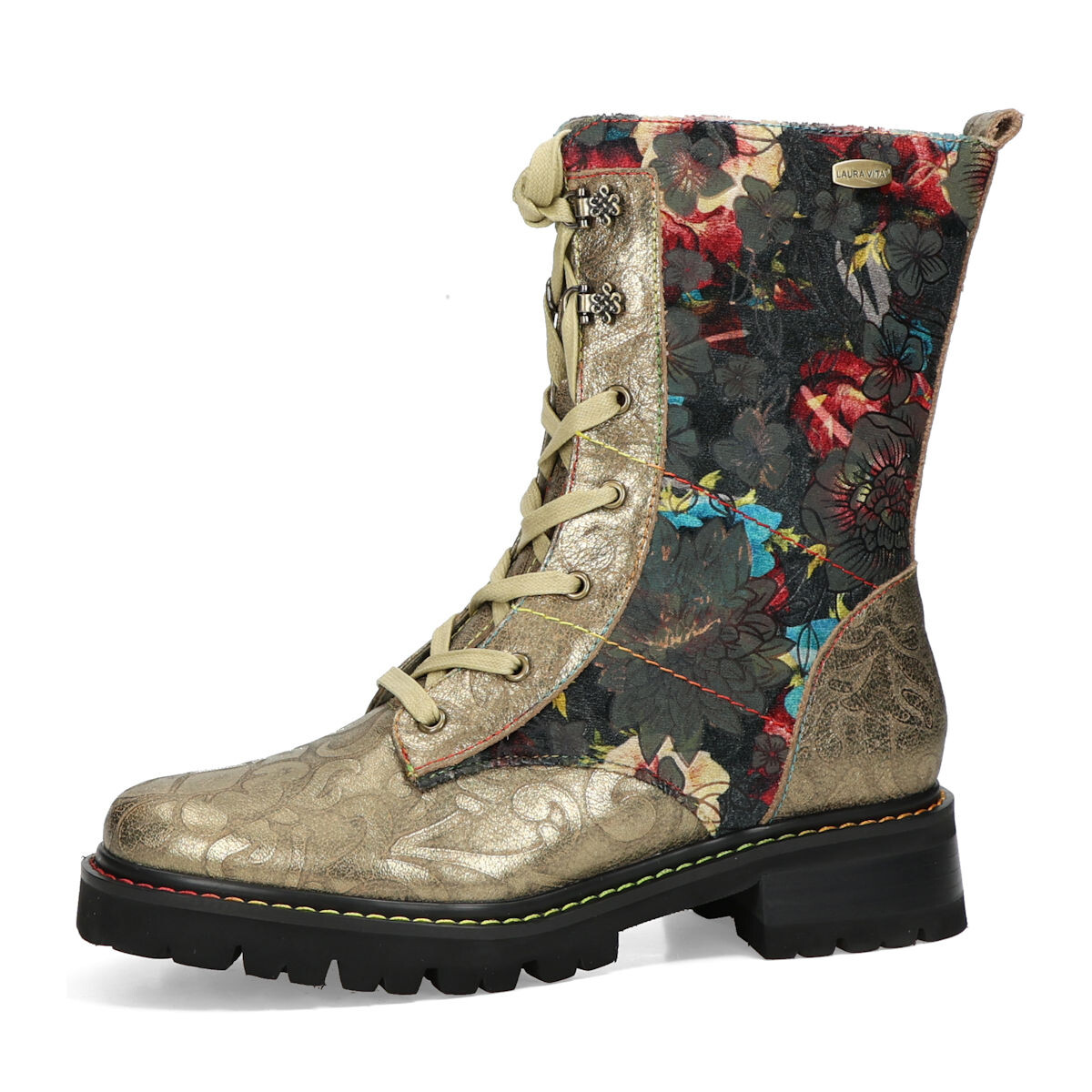 Laura Vita dámské kožené kotníkové kozačky - zlaté - 36