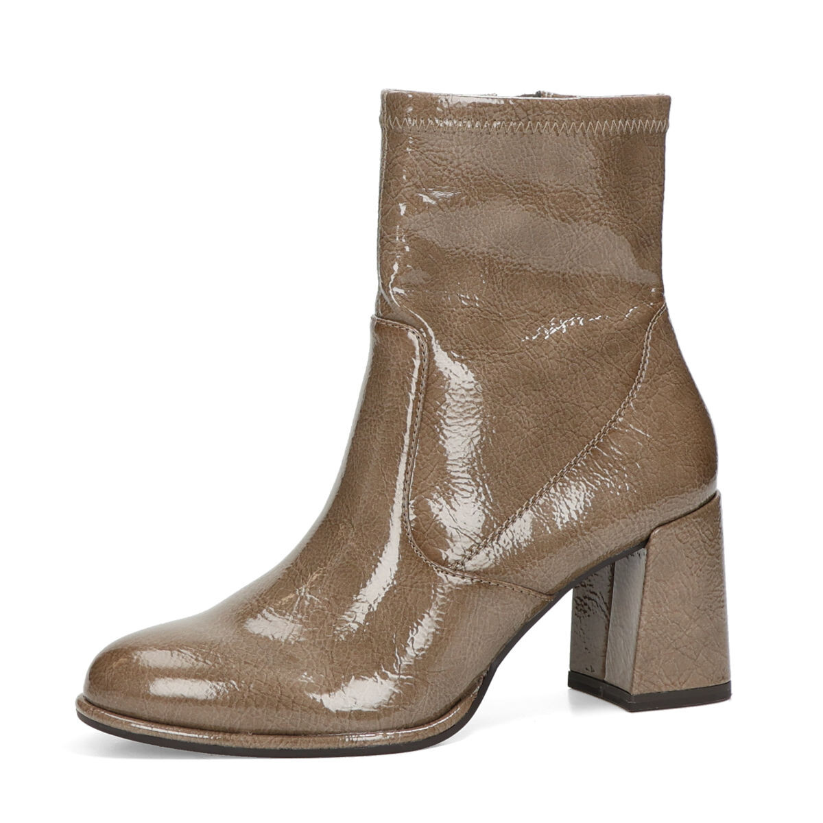 Tamaris dámské lakované kotníkové kozačky - hnědé - 35