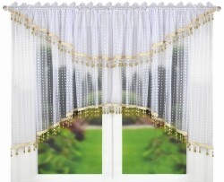 Záclona bílá se zlatými korálky