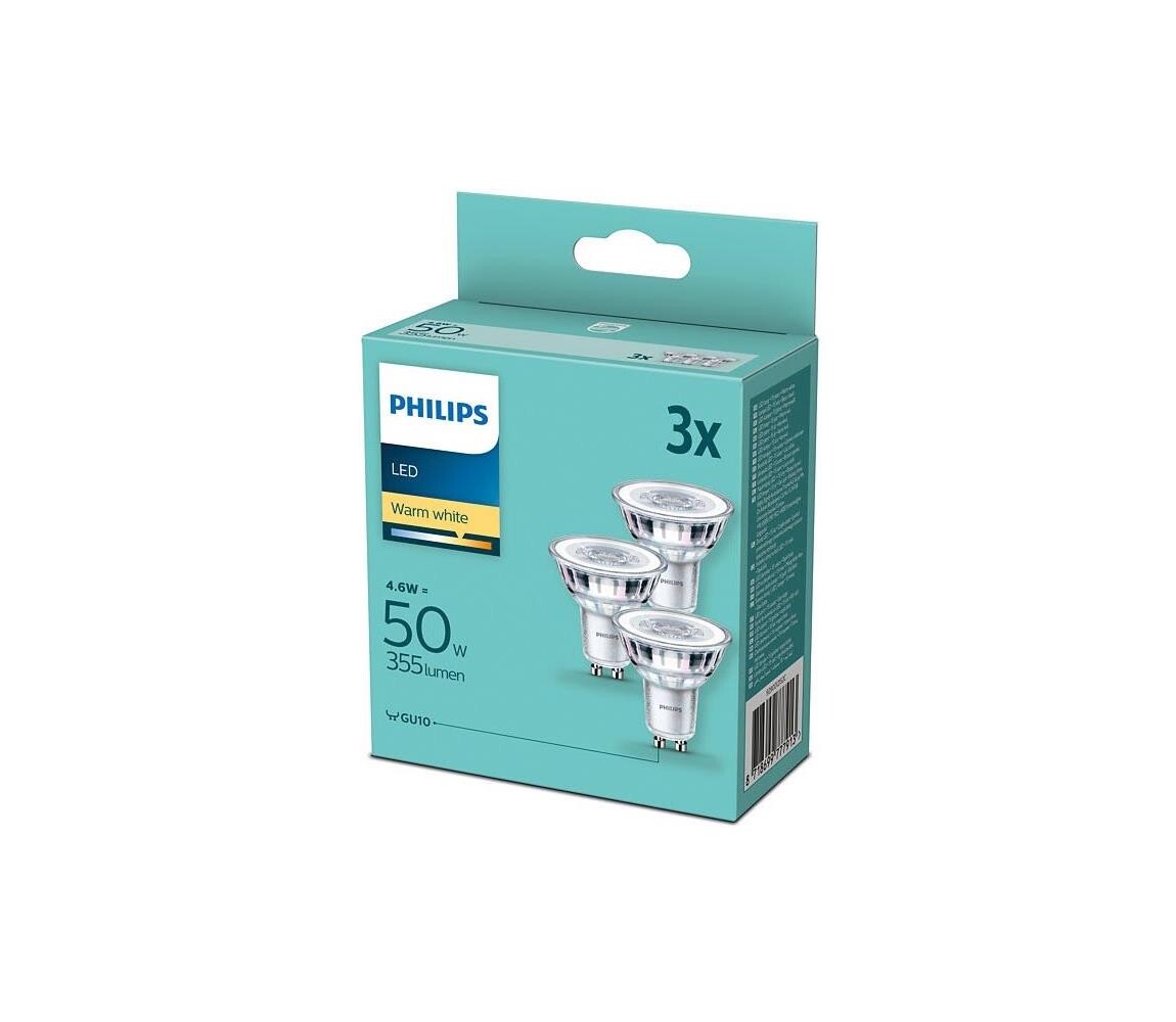 SADA 3x LED Žárovka Philips GU10/4,6W/230V 2700K 8718699777913
