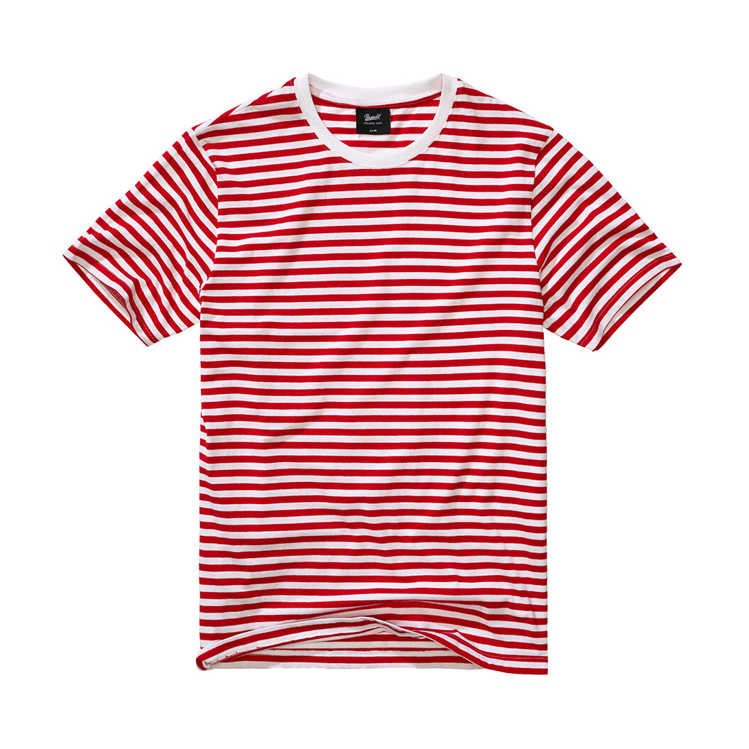 Tričko Brandit Jerseyshirt Stripe - červené-bílé, S