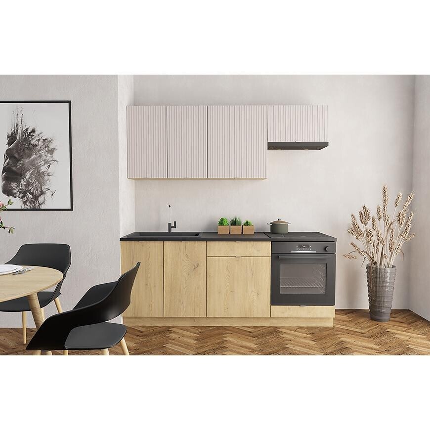 Kuchyňská linka Sofia 200 cm béžová/dub cremona
