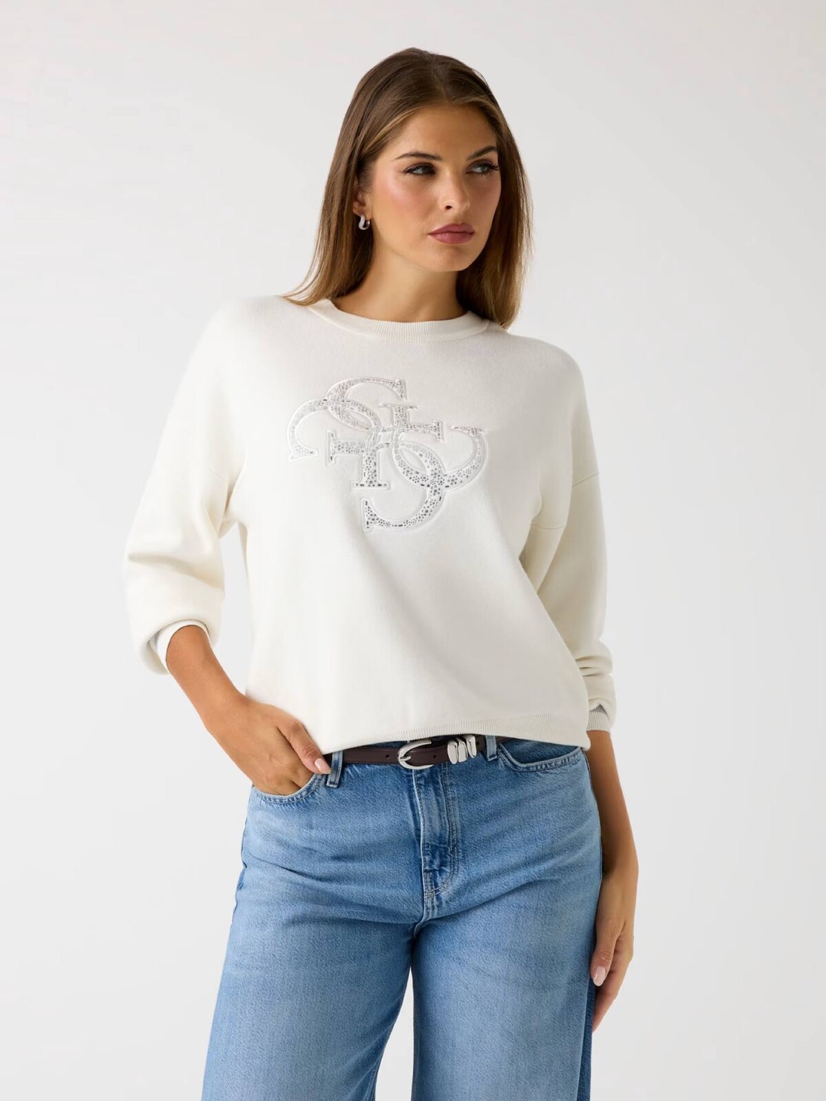 Guess dámský bílý svetr W5BR42Z26I2-G012 XS