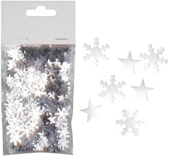 Anděl Konfety hvězdy a vločky stříbrné - 2 x 7 g - 22022