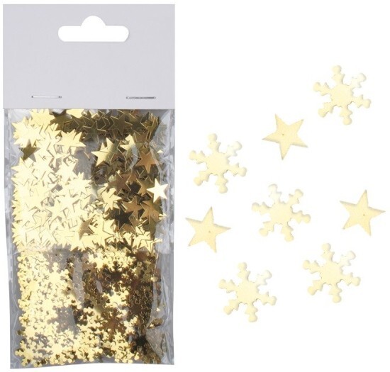 Anděl Konfety hvězdy a vločky zlaté - 2 x 7 g - 22023