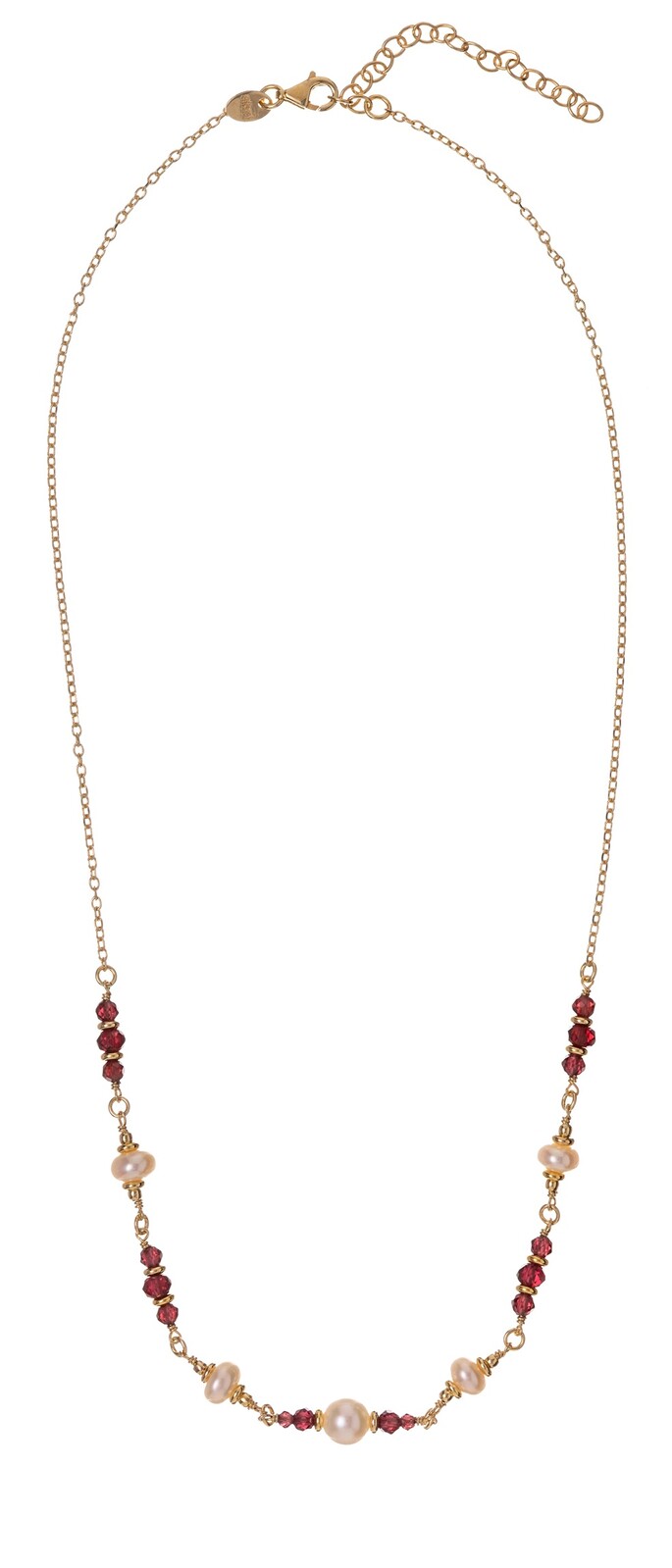 Alisia Krásný pozlacený náhrdelník s pravými perlami a granáty AL5179.01.029