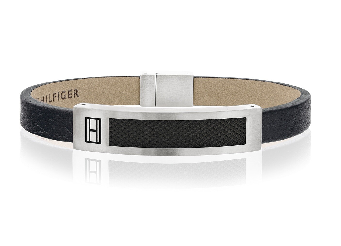 Tommy Hilfiger Černý kožený náramek pro muže 2701061