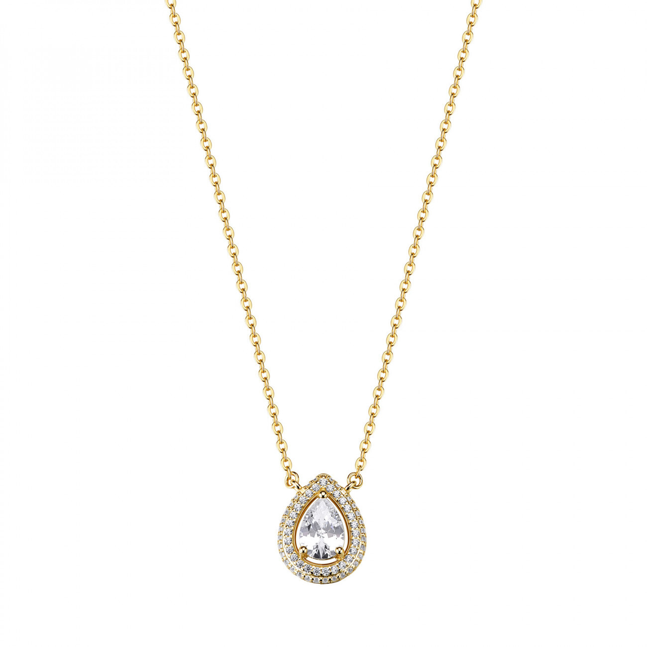 Rosato Něžný pozlacený náhrdelník s čirými kubickými zirkony Kapka Anna RZAN02