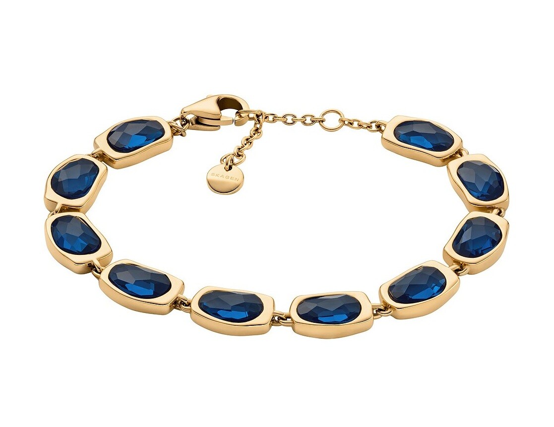 Skagen Jedinečný pozlacený náramek s modrým sklem Sofie Sea Glass SKJ1888710