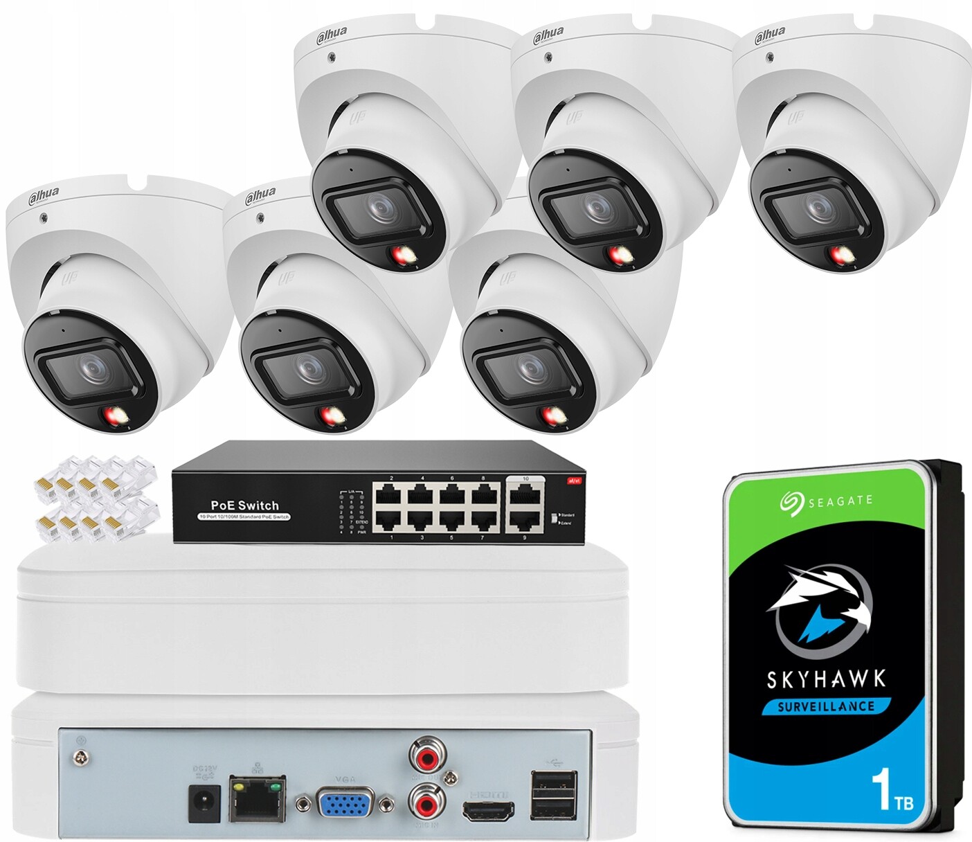 Sada monitorování Ip 6MPx Dahua 6 kamer IPC-HDW1639T-A-IL Smart Dual Light