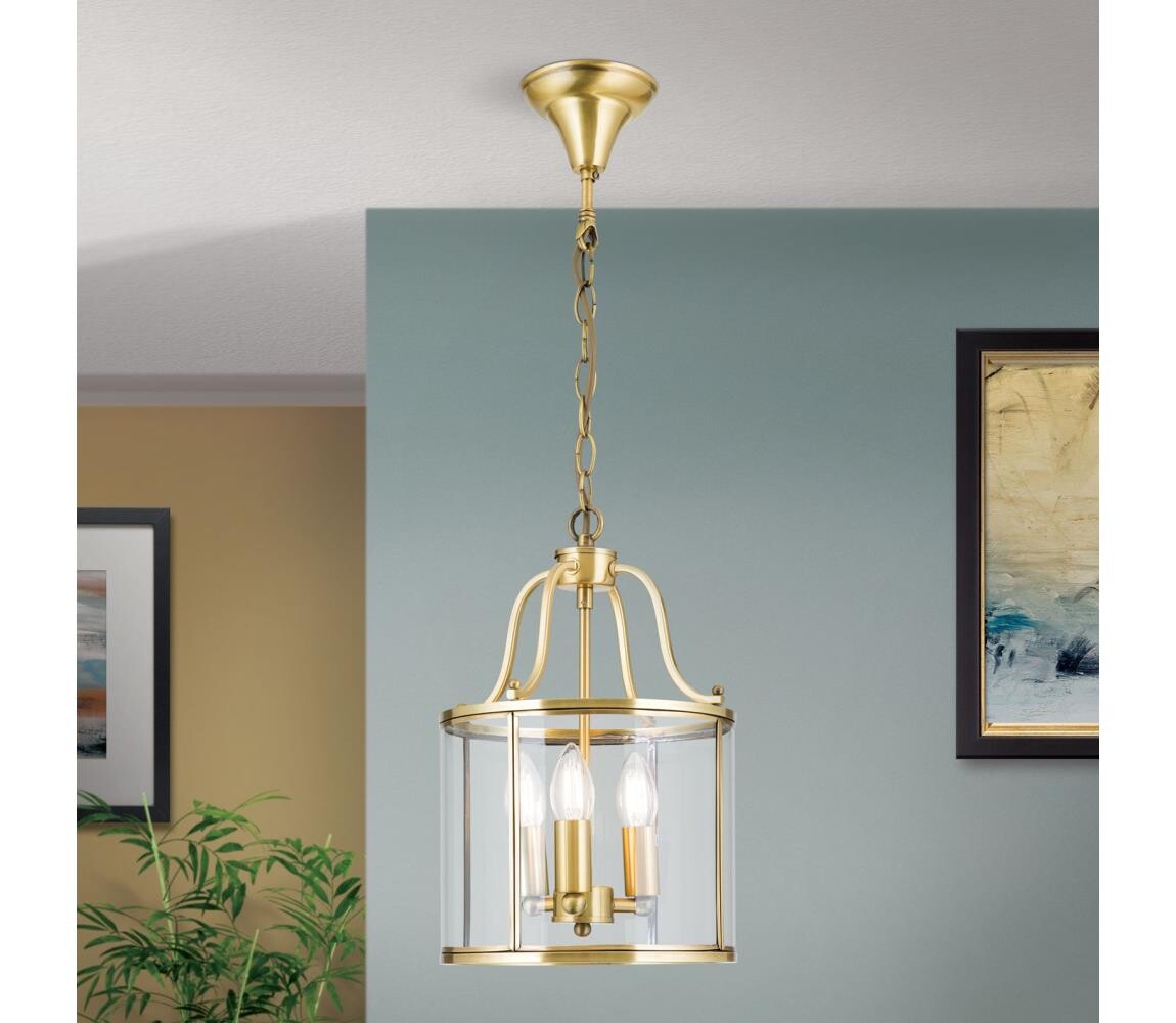 Orion - Lustr na řetězu BRUNO 3xE14/40W/230V pr. 25 cm zlatá HL 6-1677/3 bronze