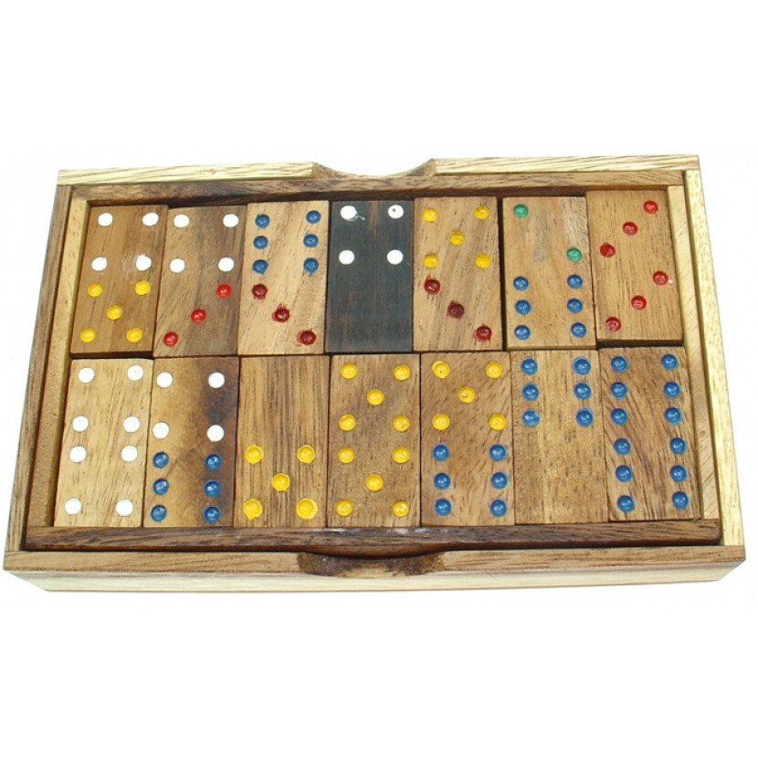 Domino dřevěné v krabičce Eravan M - hnědé