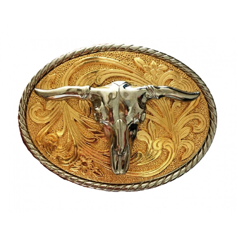 Spona na opasek Eravan Lebka bizona - zlatá-stříbrná