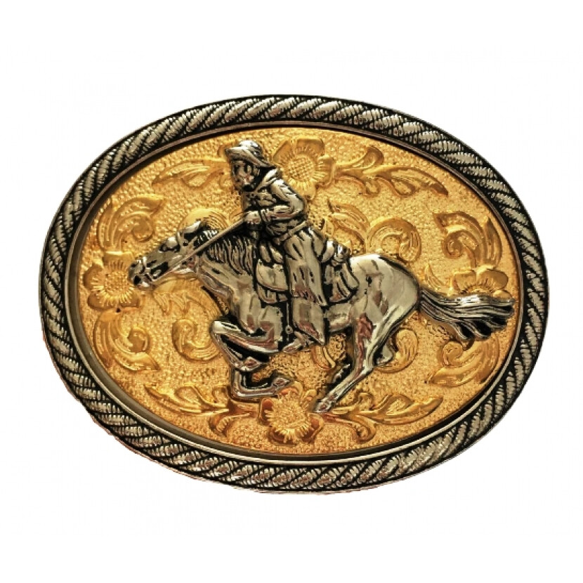 Spona na opasek Eravan Kovboj na koni - zlatá-stříbrná