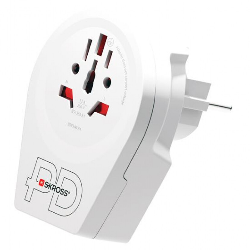 Cestovní adaptér (redukce) Skross pro cizince v ČR USB A+C 20W typ E/F - bílý