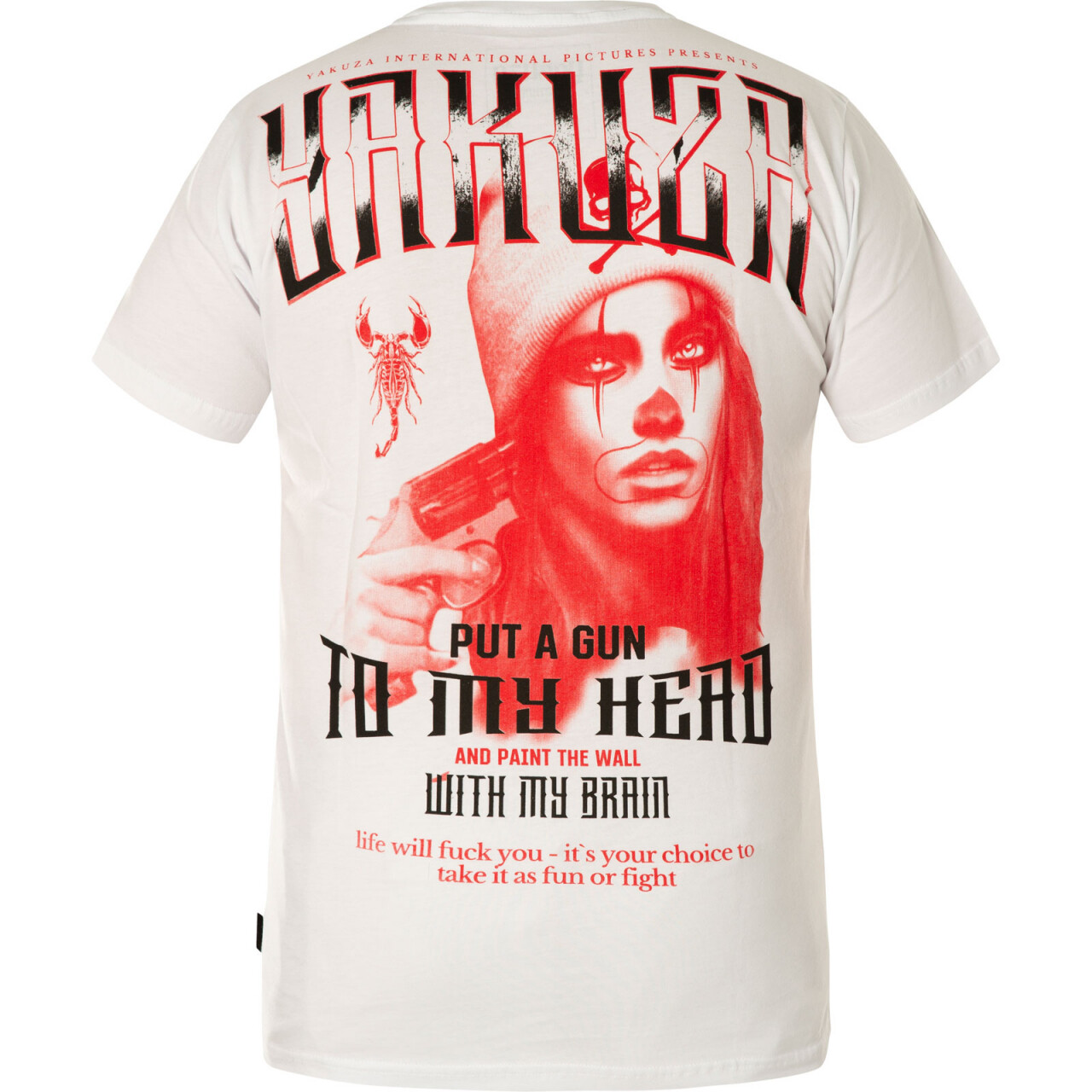 Triko pánské Yakuza Gun - bílé-červené, M