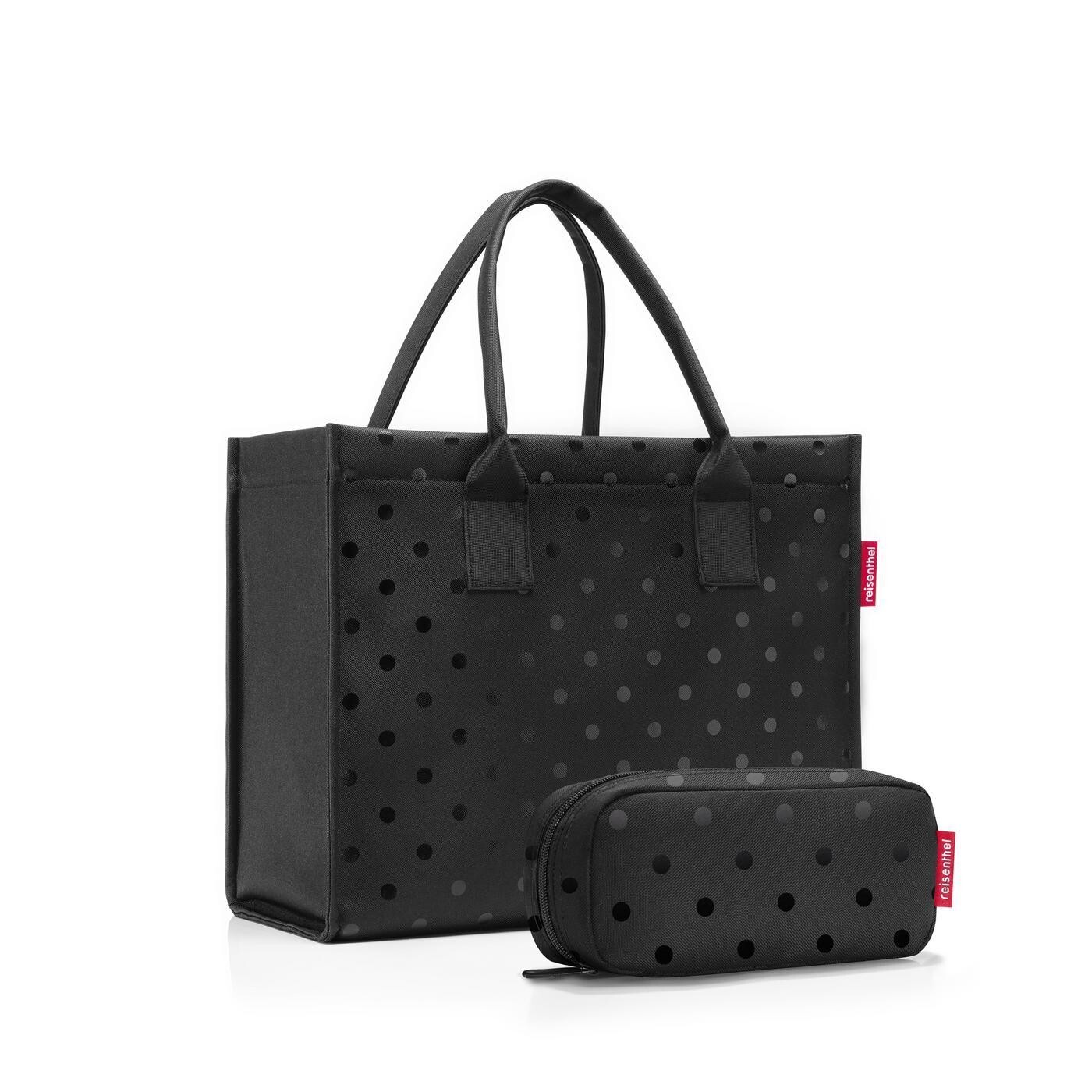 Sada stylová kabelka a praktické pouzdro Reisenthel Daily Shopper set Glossy dots black
