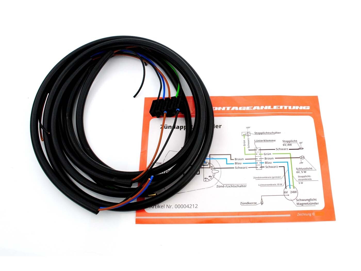 Kabelový svazek Goebel černý s elektrickým schématem pro Zündapp, R 50