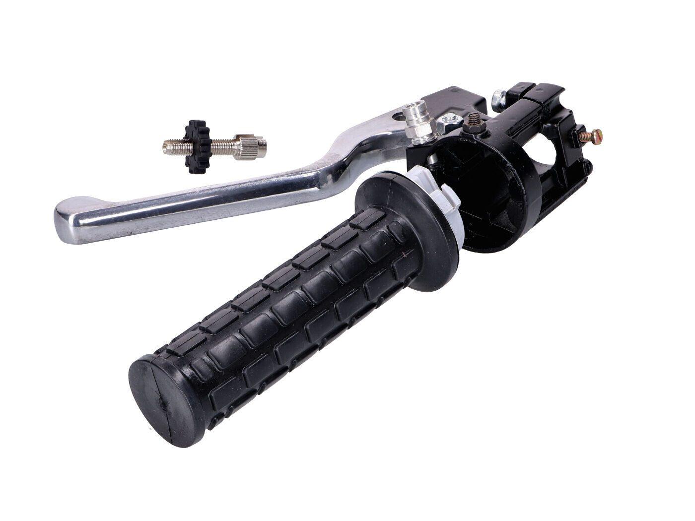 NTS Parts Plynová rukojeť v černé barvě s pákou a držákem spínače pro Zündapp KS, GTS, C, CX, CS, Hai K, Kreidler Florett, Hercules MK Ultra, Puch Cobra, Monza, Miele, DKW, NSU, KTM moped, moped, mokick, KKR