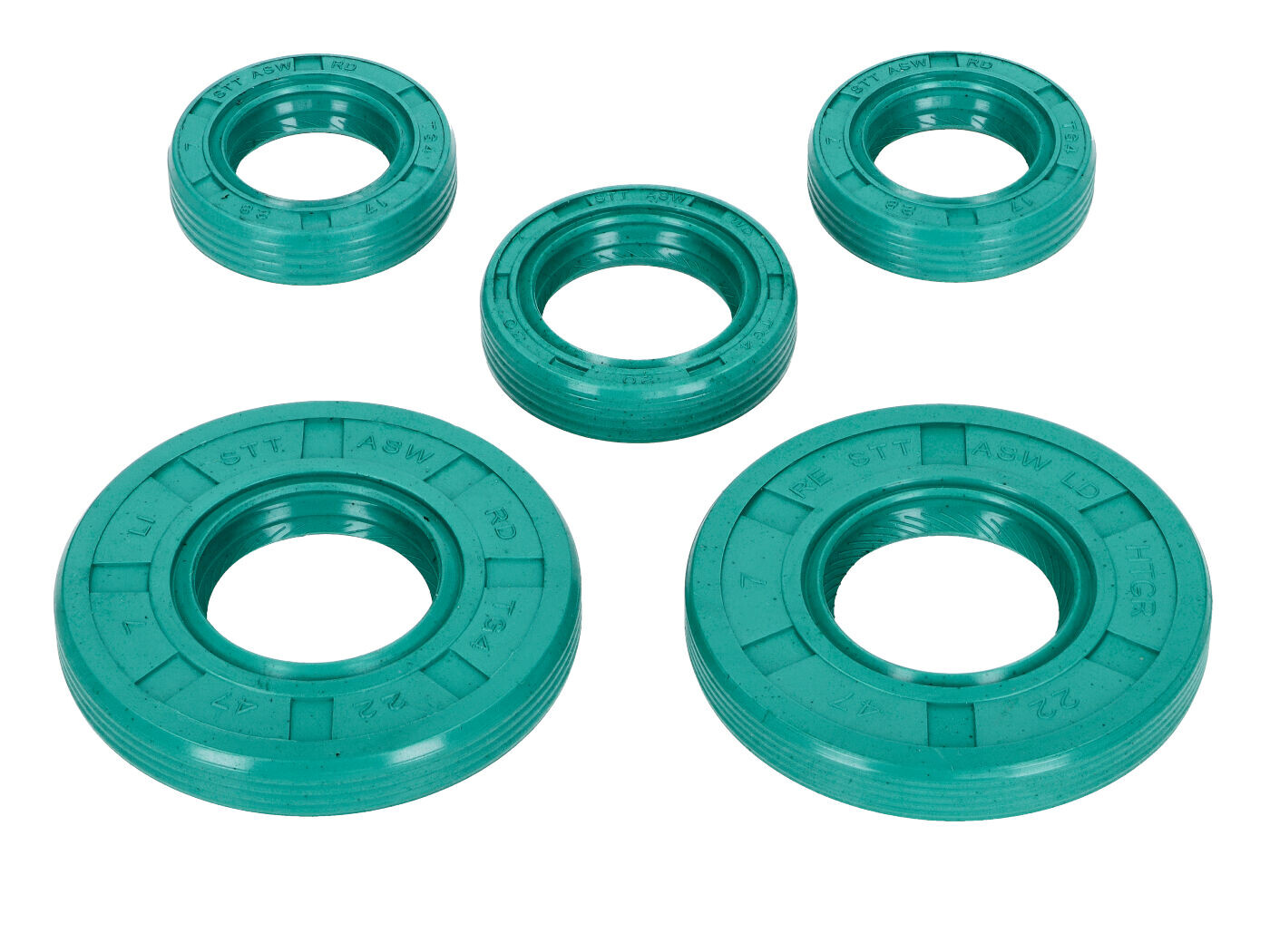 Sada gufer Schmitt Evolution FKM zelená se směrem otáčení pro Simson S50, KR51/1 Schwalbe, SR4-1 Spatz, SR4-2 Star, SR4-3 Sperber, SR4-4 Habicht