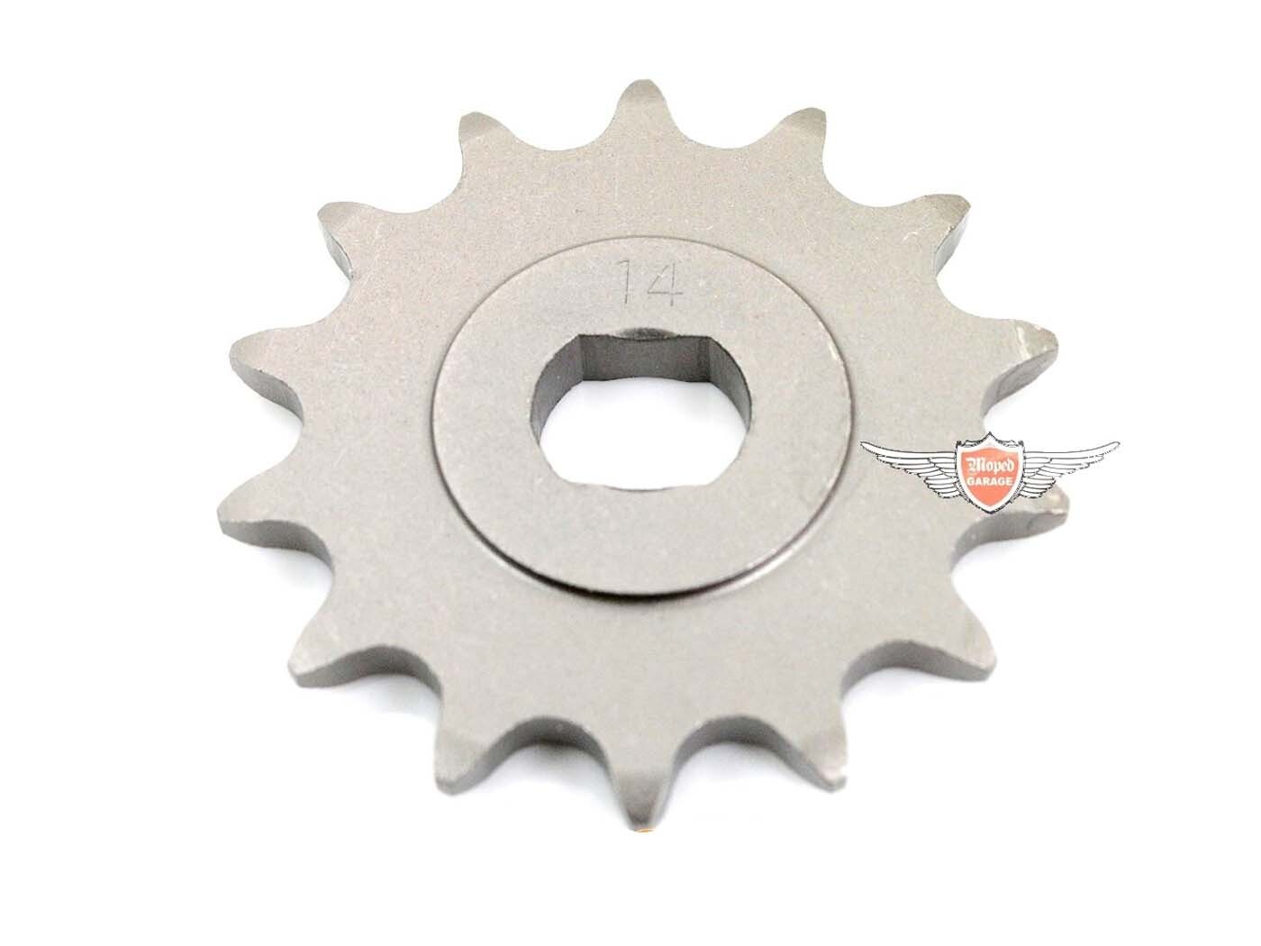 Diverse / Import Zesílený pastorek 14 zubů pro Hercules Prima 1, 2, 3, 4, 5, 6, M, KTM, DKW 504, 505/1A, 505/1 BX, 505/IC, 506, MK, Sachs 50/3, 50/4