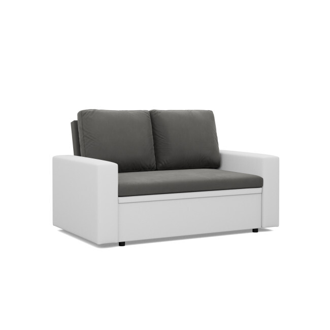 Dvoumístná pohovka LUNA rozkládací, popelová / bílá