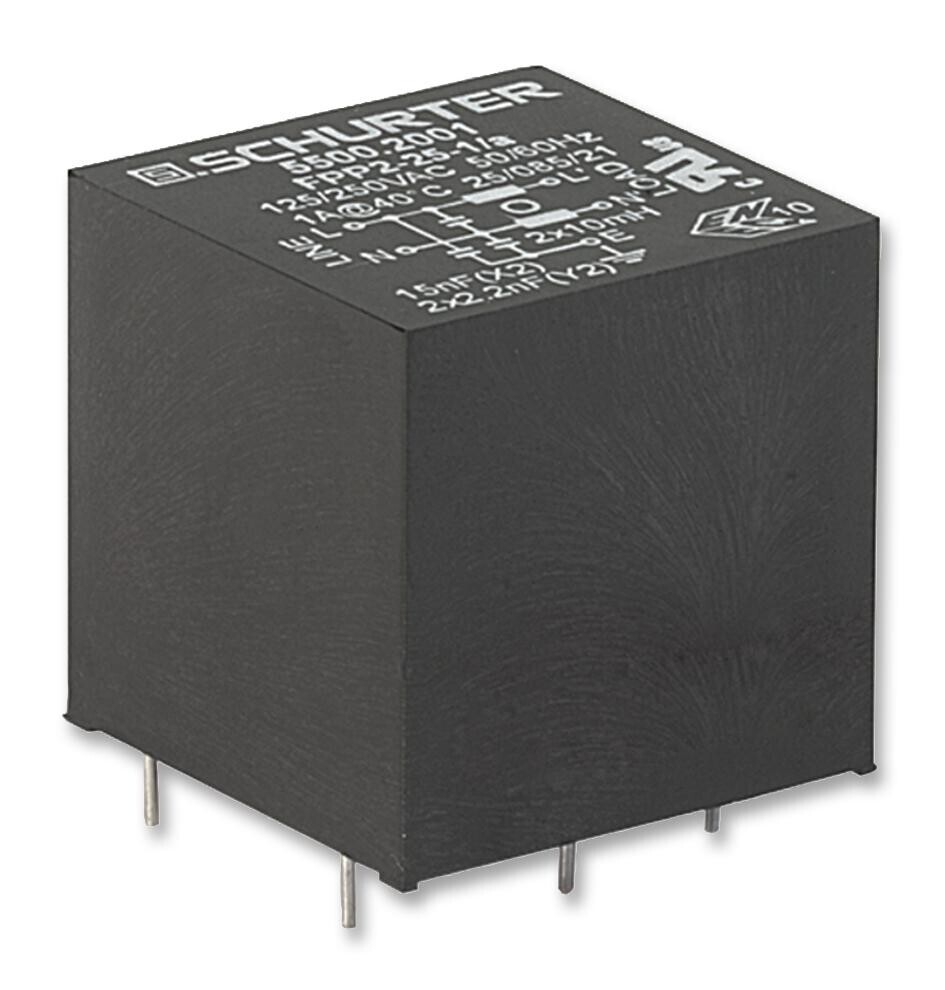 Schurter 5500.2002 Power Line Filter, 1Ph, 2A, 250V, Pc Pin