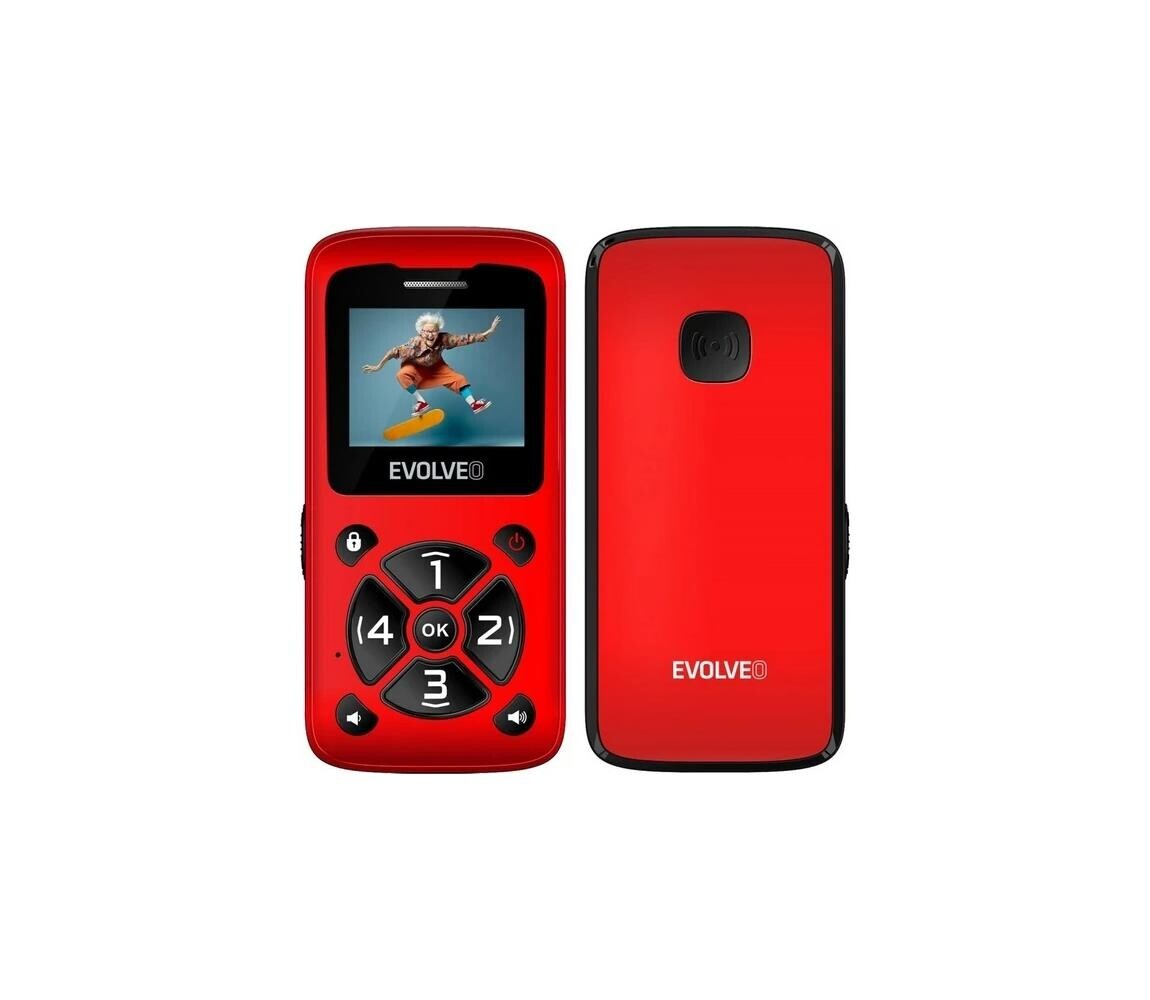 Evolveo - EasyPhone ID, mobilní telefon pro seniory, červený EP-400-IDR