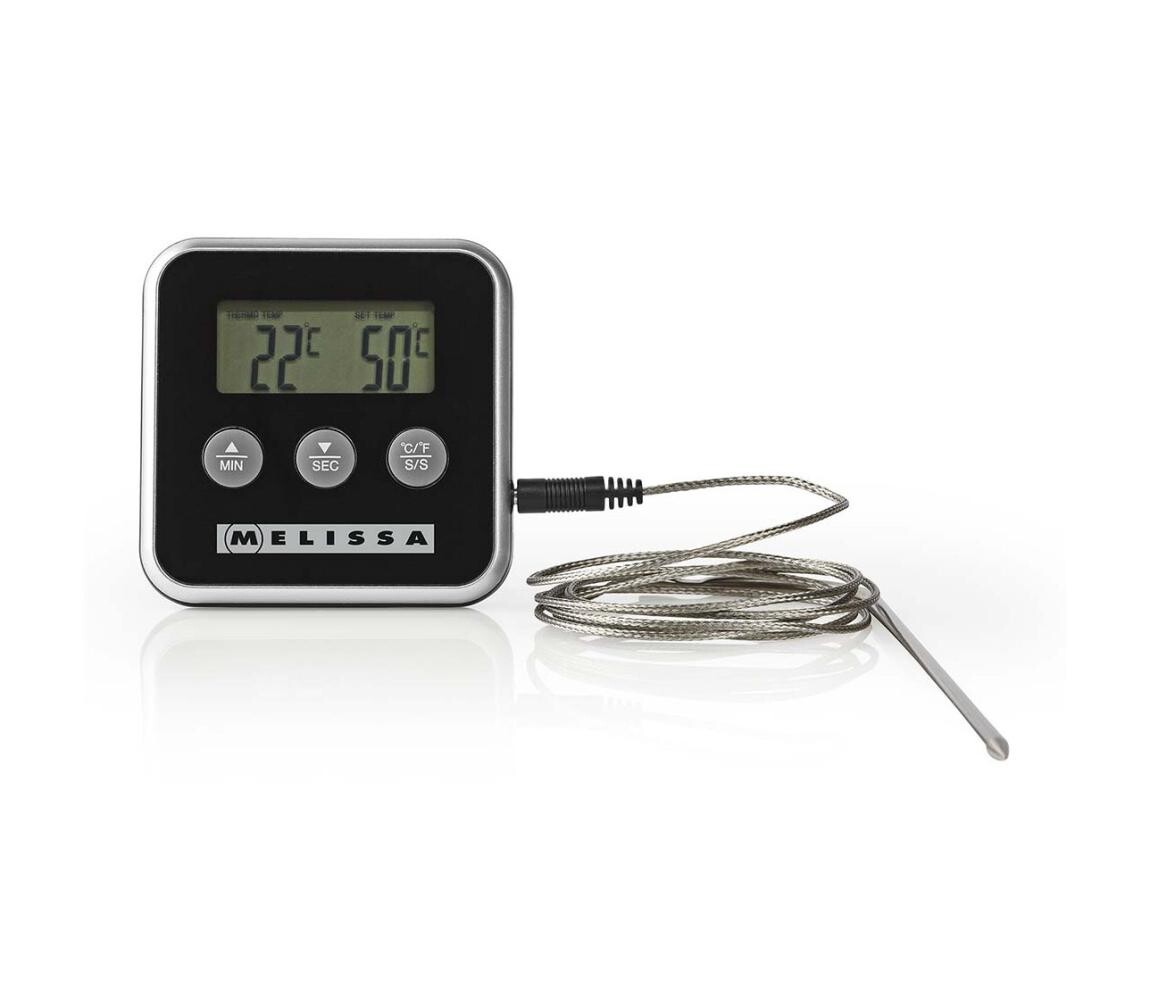 Melissa - Teploměr na maso s digitálním displejem a časovačem 0-250 °C 1xAAA 16310241