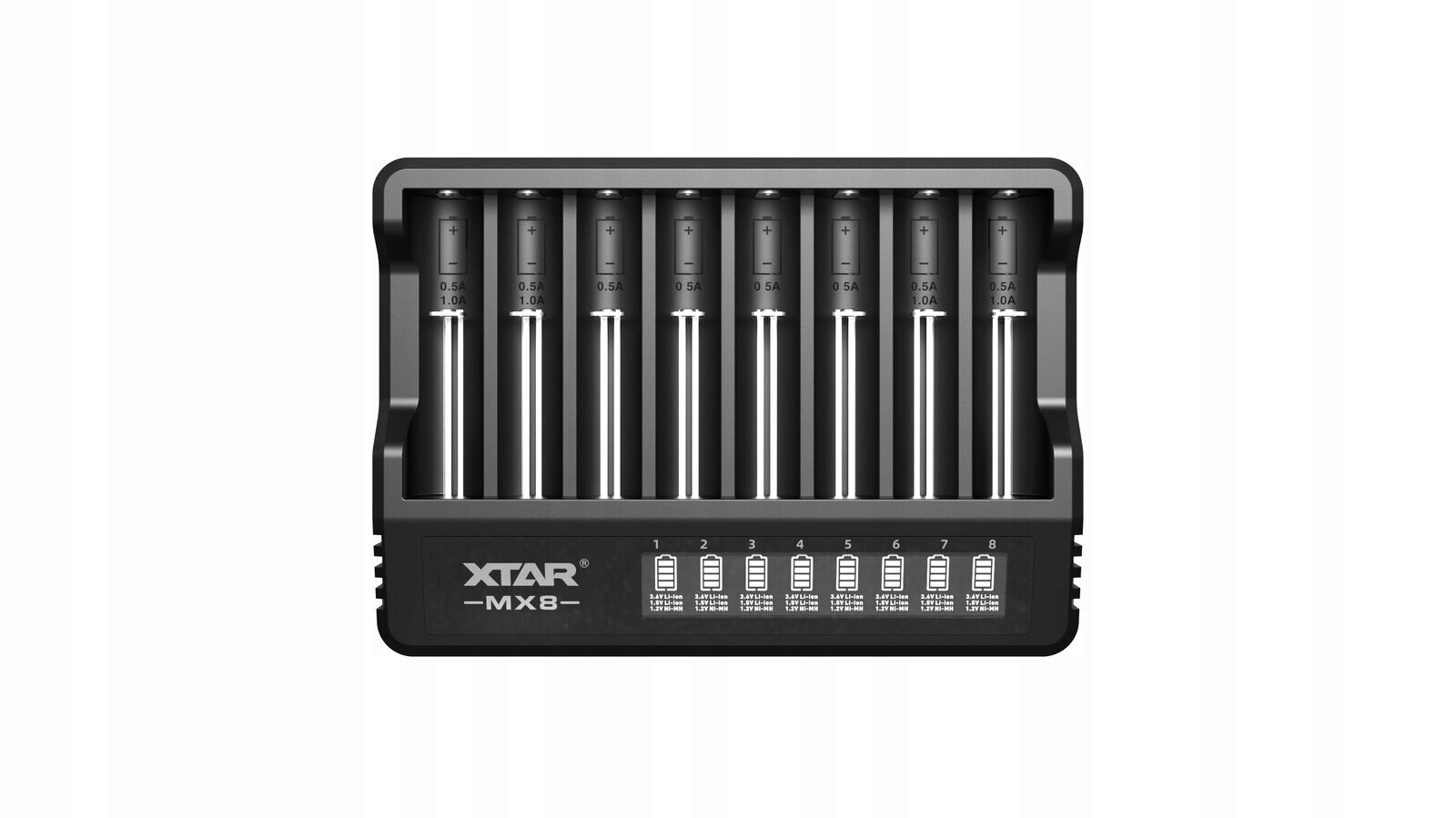 Nabíječka akumulátorů Li-ion 3,6 V 3,7 V 1,5 V a 1,2 V Ni-MH Xtar MX8