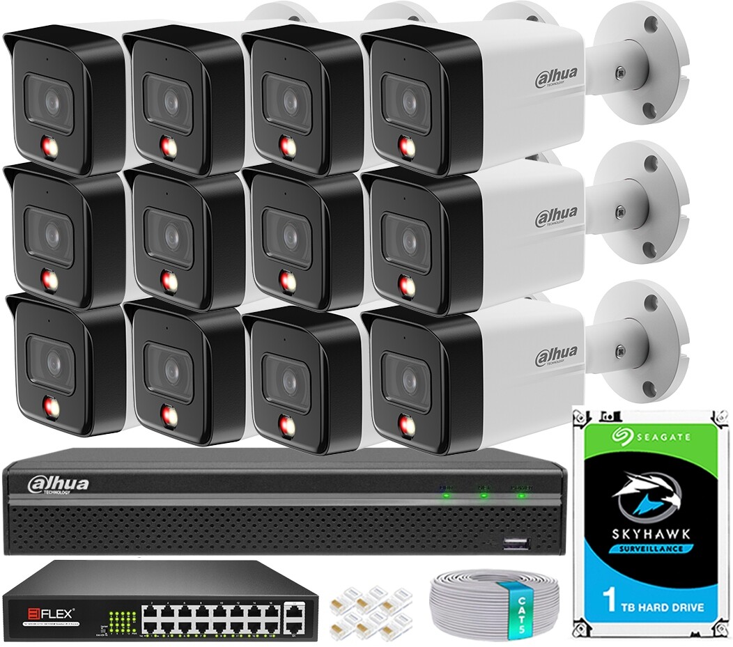 8Mpx monitorovací sada Dahua 12 kamer IPC-HFW1839TC-A-IL Smart Dual Light