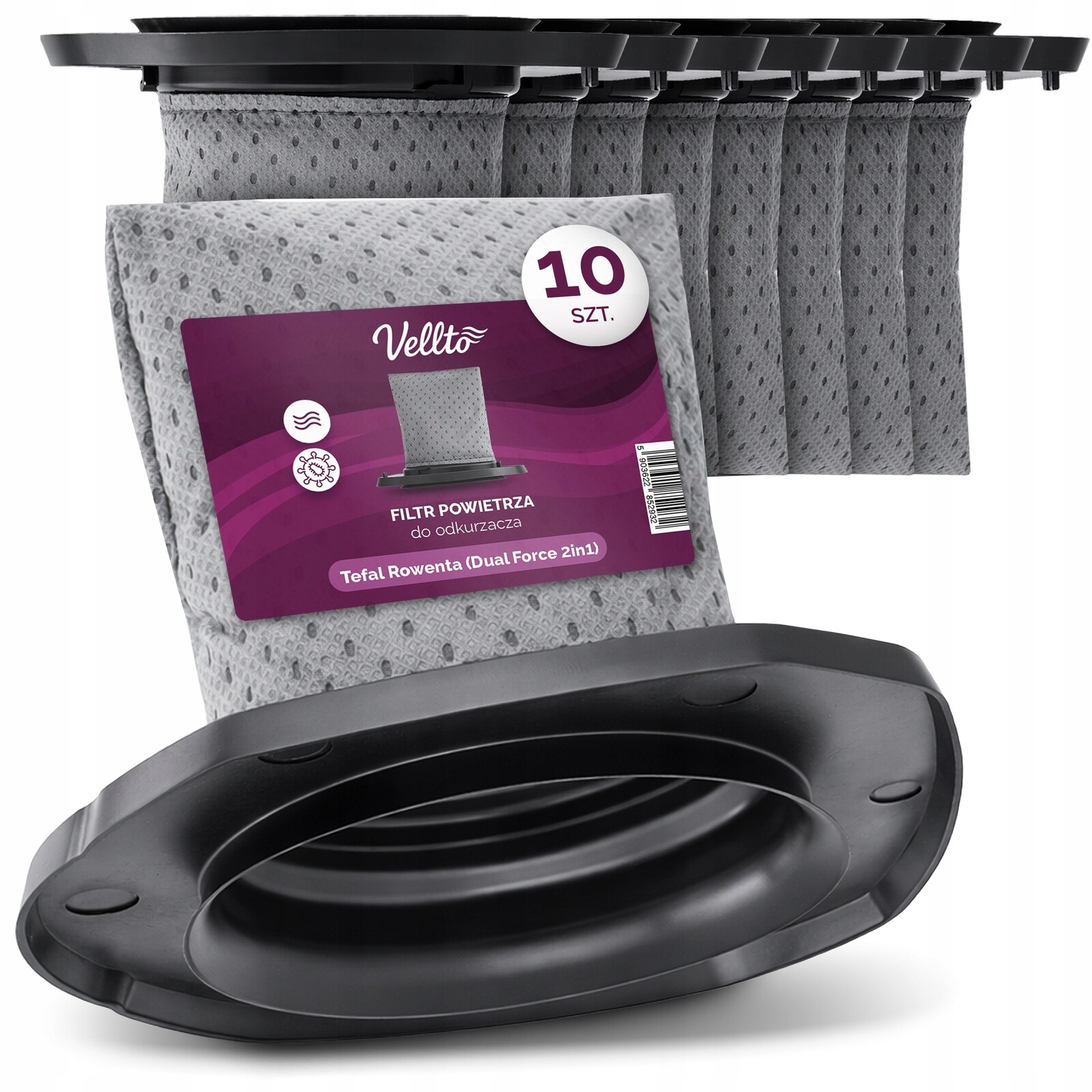 10x Vzduchový filtr pro Tefal Rowenta Dual Force 2v1 RH6756 TY6737WH Em-v