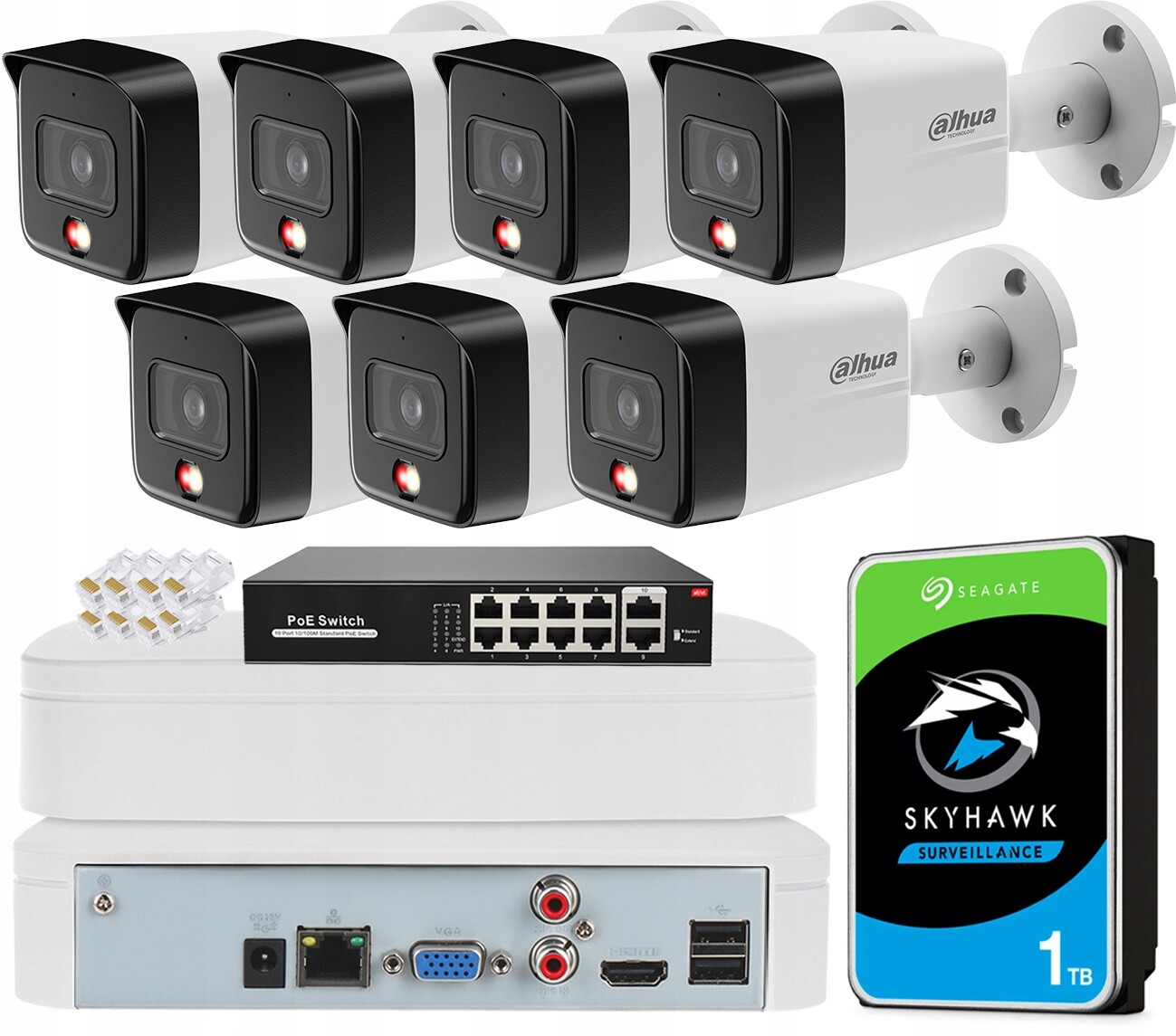 Monitorovací sada Dahua 7x Kamera 8Mpx Smart Dual Light Aplikace Detekce