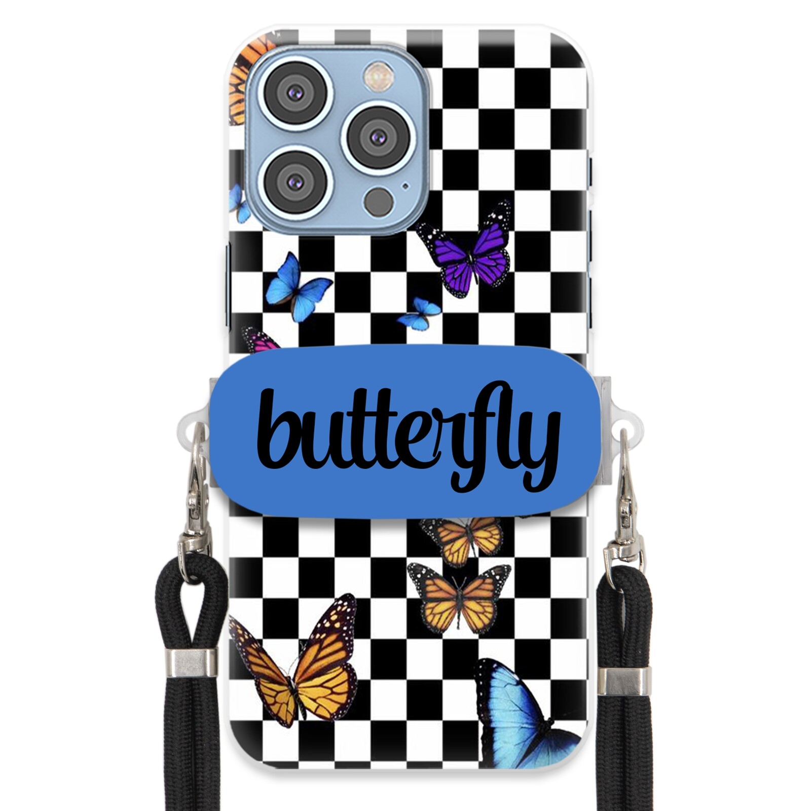 Pouzdro Pro Iphone 15 Pro Max Case Obdélníkový Držák Smyčky Butterfly Motýli