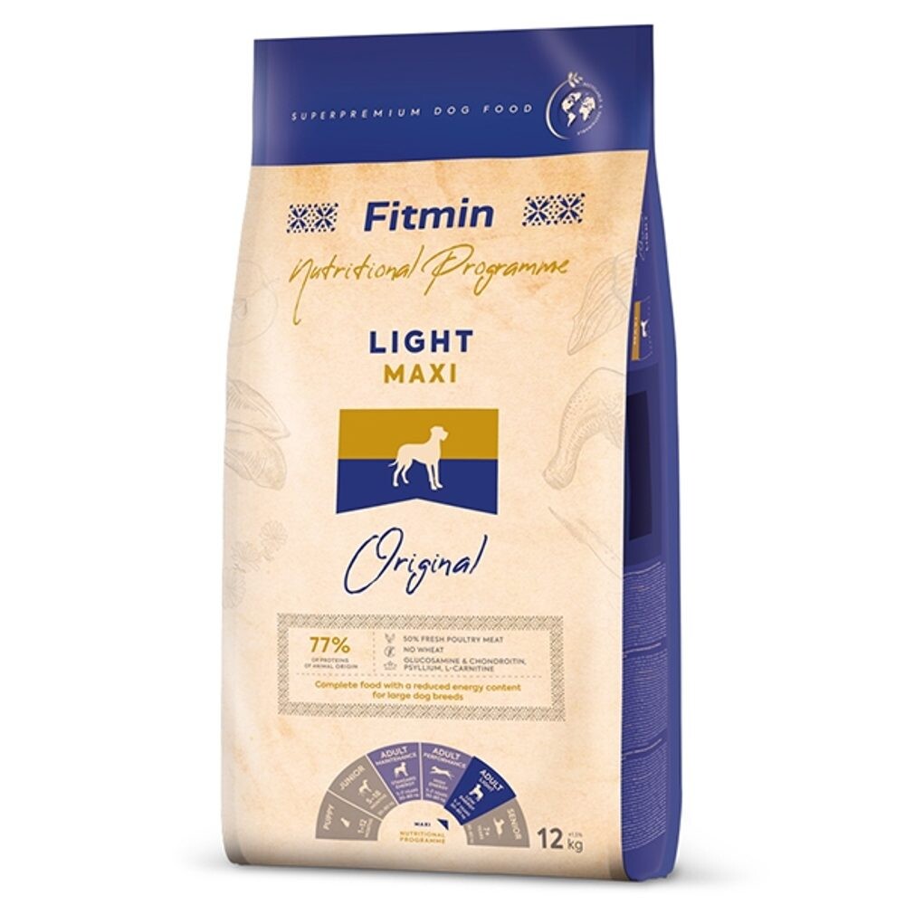Expirace do 24.3. 2026: Fitmin Dog Maxi Light 12 kg | Granule pro psy
