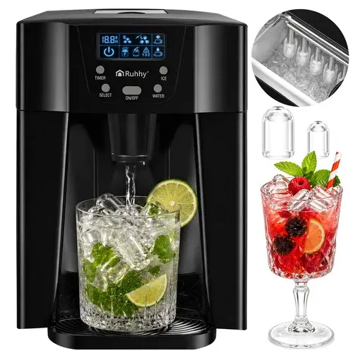 Domácí výrobník kostek ledu s LCD – kompresorový 12 kg/24 h – černý