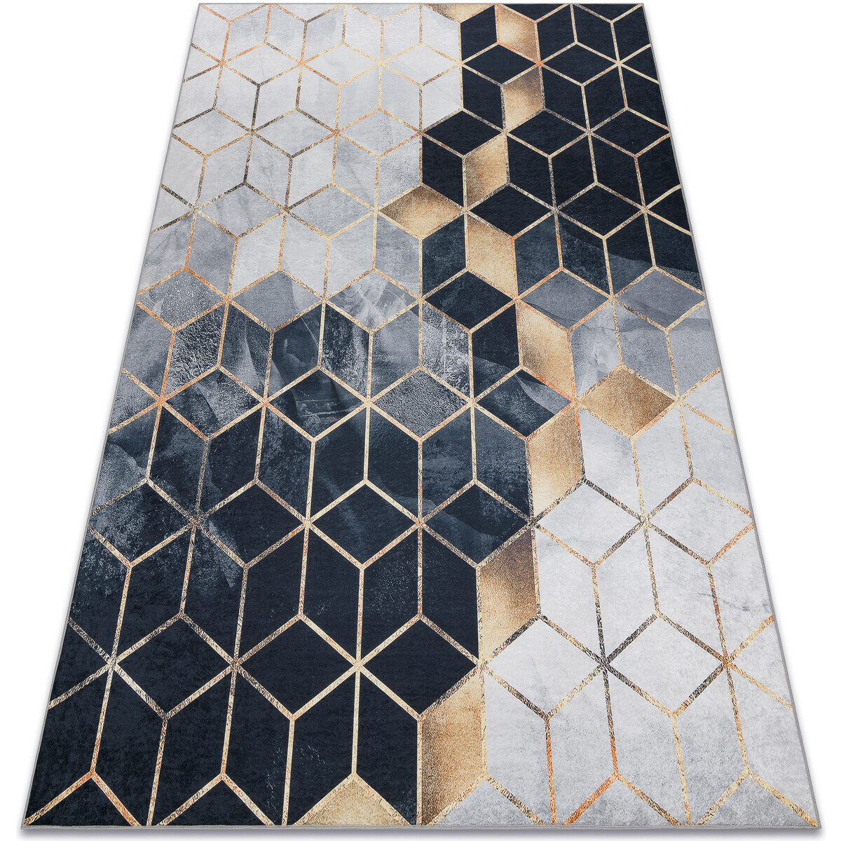 Rugsx  ANDRE mycí kobereček 1171 Krychle, geometrický  160x220 cm  Černá