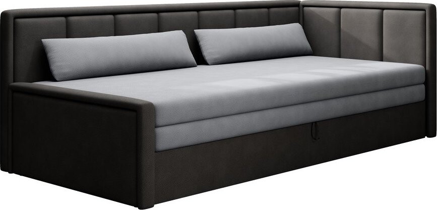 Tmavě šedá žinylková rozkládací/s úložným prostorem pohovka pravý roh 214 cm Fulgeo - II. jakost – ELTAP